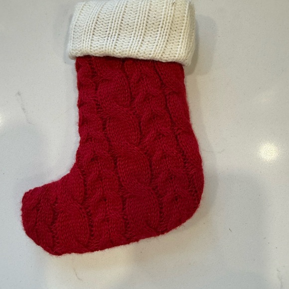 Red Knit Christmas Stocking Ornament Letter R - Picture 3 of 5